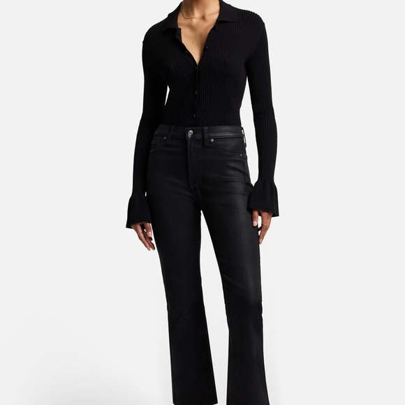 7 For All Mankind Denim - 7 For All Mankind Black Flare Jeans — High-Rise Wide Leg